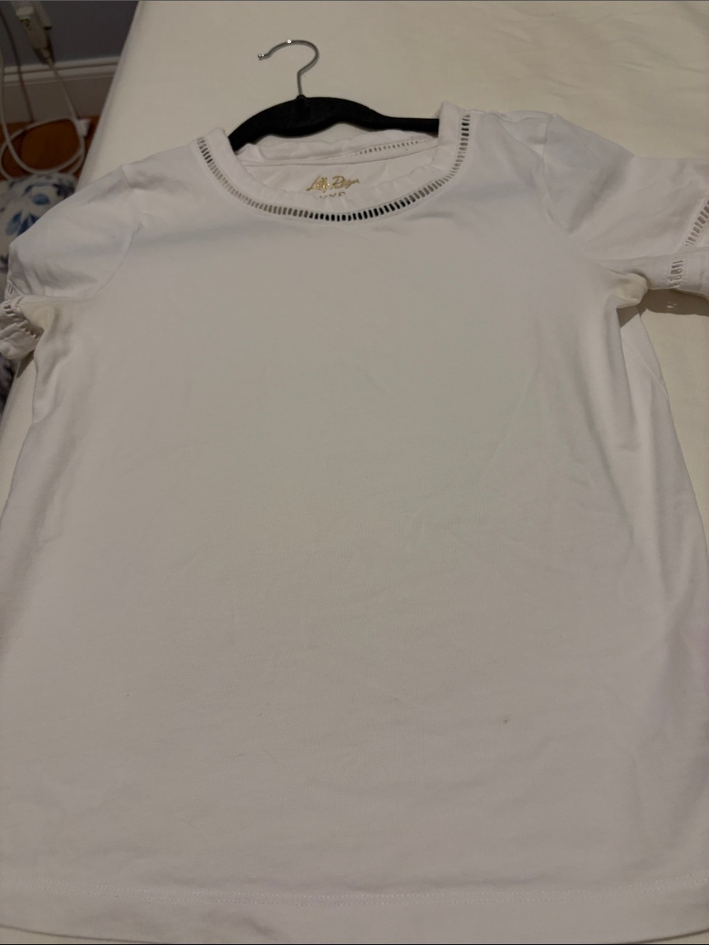 Lilly Pulitzer White Clairmont Ladder Lace Tee